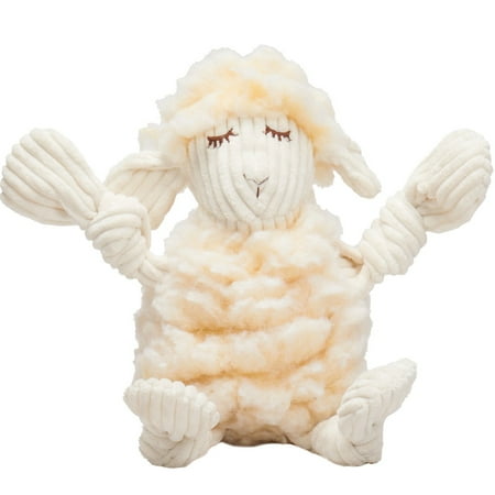 HuggleHounds Louise Lamb FlufferKnottie Dog Toy - Small, Fleece Plush Squeaky Toy