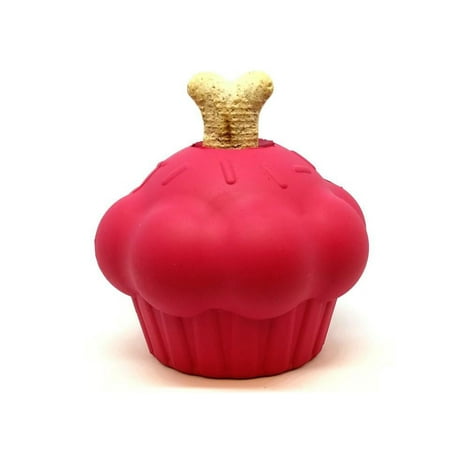 SodaPup Cupcake Durable Rubber Dog Chew Toy & Treat Dispenser - Large, Pink