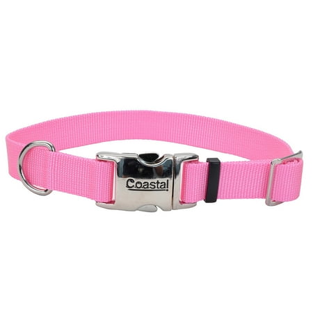 Coastal Adjustable Dog Collar with Metal Buckle  Pink Bri...