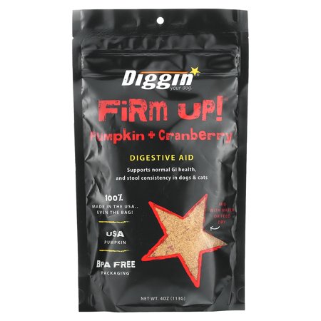 Diggin' Your Dog Firm Up! Pumpkin Plus Cranberry Digestive Supplement for Dogs & Cats - 4 oz Bag