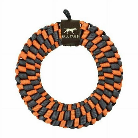 Tall Tails Braided Ring Dog Toy, Orange & Charcoal, 5 inch