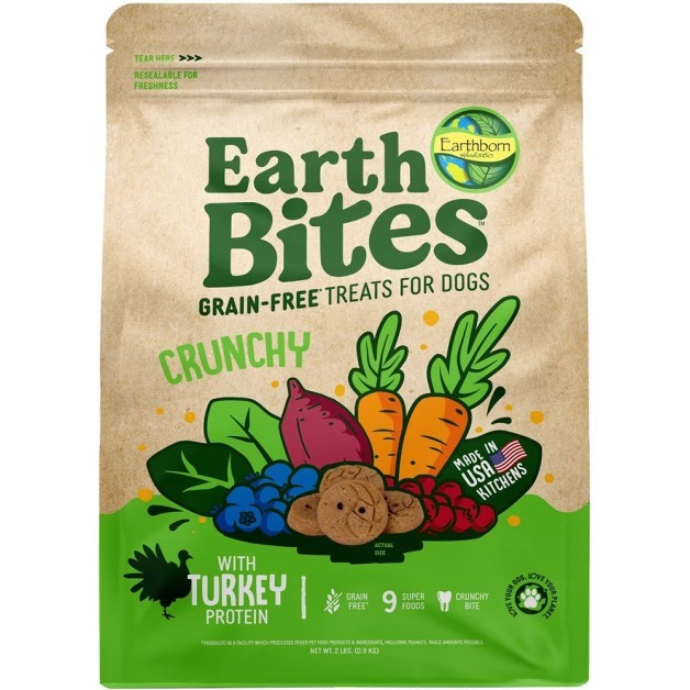 Earthborn EarthBites Crunchy Turkey Recipe Dog Treats - Grain-Free, 2 lb Bag