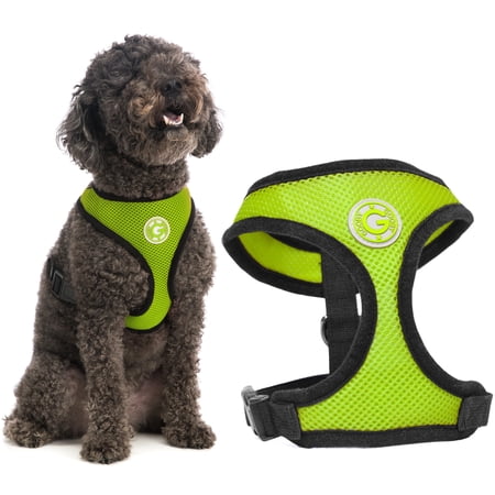 Gooby Soft Mesh Dog Harness - Small Dog Harness - Breathable Mesh - Green - Small