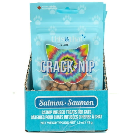 This & That Crack Nip Salmon Cat Treats, 43g - Salmon & Catnip Flavor, Soft & Moist, Protein-Rich Feline Treat