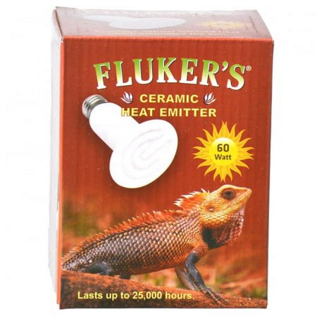 Fluker's Ceramic Heat Emitter 60W - Infrared Reptile Heat Bulb - 24 Hour Heat Source