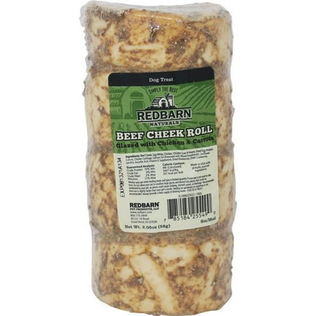 Redbarn Beef Cheek Roll Dog Chews - Glazed Chicken & Carrot, Small/Medium (25 Count)