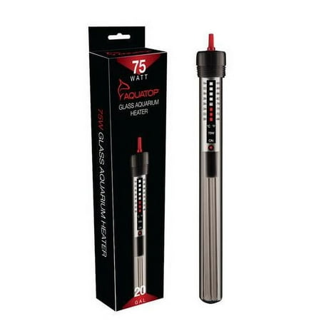 Aquatop Aquarium Submersible Glass Heater - 75 Watts - 9" Tall (Aquariums up to 20 Gallons)