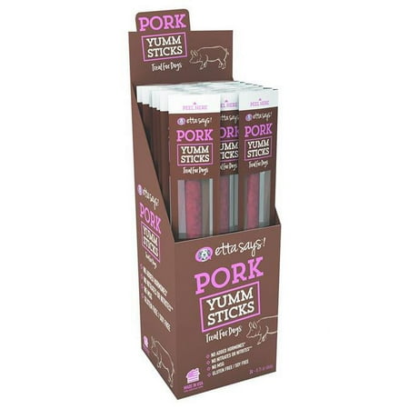 Etta Says! Pork Yumm Sticks Dog Treats, .75 oz - Single or 24 Count Box, Pork Jerky Sticks