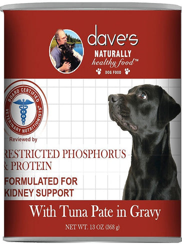 Dave's Restricted Phosphorus & Protein Tuna Pate in Gravy Wet Dog Food - 13.2 oz Can - Kidney Support Diet