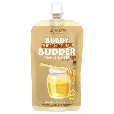 Bark Bistro Buddy Budder Ruff Ruff Raw Grain Free Peanut Butter for Dogs - 4 oz Squeeze Pack