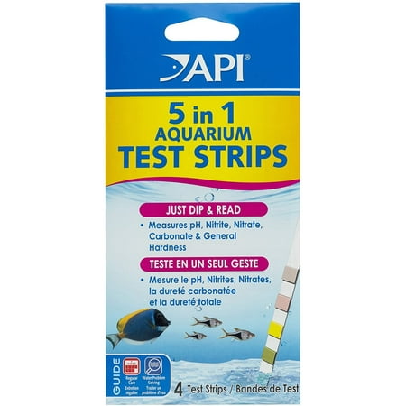 API 5-in-1 Aquarium Test Strips - 4 Count - Freshwater & Saltwater, pH, Nitrite, Nitrate, KH, GH