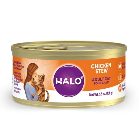 Halo Grain Free Natural Wet Cat Food, Chicken Recipe, 5.5 oz Can (Pack of 12)