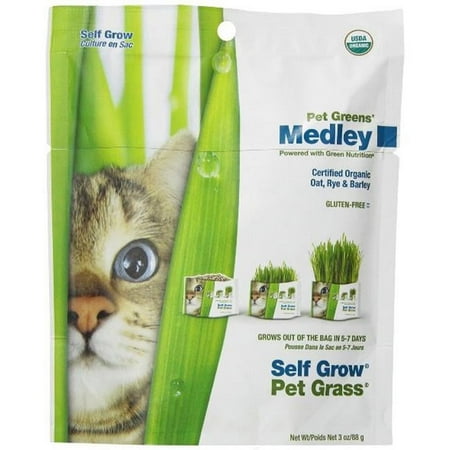 Pet Greens Medley Pet Grass Self-Grow Kit - Organic Oat, Rye & Barley Blend (3-4 oz)