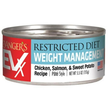 Evanger's EVX Restricted Diet Weight Management Cat Food, Chicken, Salmon & Sweet Potato, 5.5oz