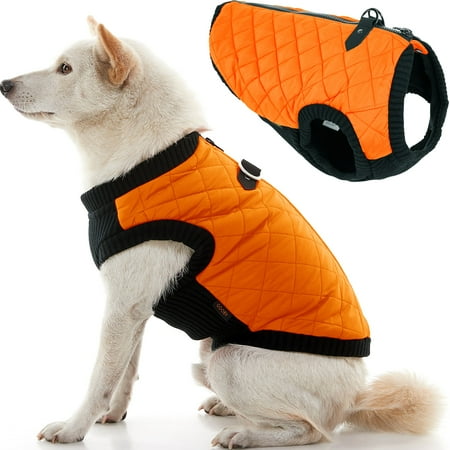 Gooby Fashion Vest Dog Jacket - Orange, Small - Warm Zip Up Water Resistant Bomber Vest