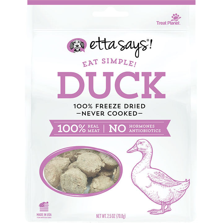Etta Says! Eat Simple! Freeze-Dried Duck Dog Treats - 2.5 oz, 100% Duck, Limited Ingredient