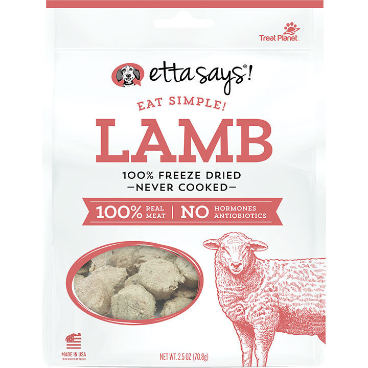 Etta Says! Eat Simple Freeze-Dried Lamb Dog Treats, 2.5 oz - Single Ingredient, USA Sourced