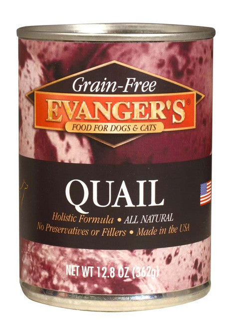 Evanger's Grain-Free Quail Wet Dog & Cat Food, 12.8 oz Can (Single or 12-Pack)