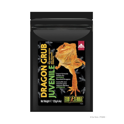 Exo Terra Dragon Grub Juvenile Reptile Food - 4.4 oz (125g) Insect-Based Diet