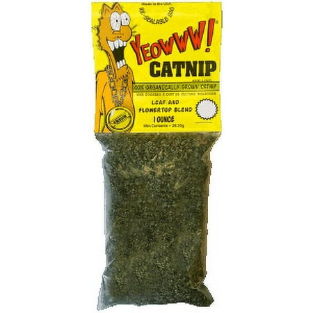 Yeowww! Organic Catnip - 1 oz Bag - Pure Leaf & Flower Top Blend - Cat Treat