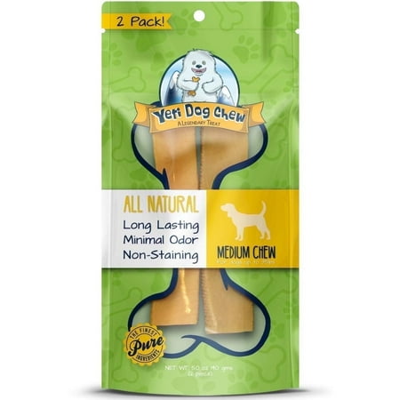 Yeti Dog Chew - Himalayan Yak Cheese, Medium, 5 oz, 2-Pack - Long Lasting Natural Treat