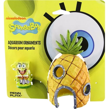 Penn-Plax SpongeBob & Pineapple House Aquarium Ornament 2-Piece Set, Fish Tank Decor