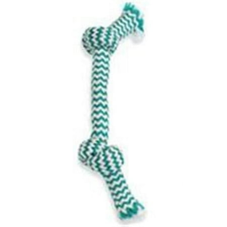 Mammoth Extra Fresh 2-Knot Bone Dog Toy, Small, 9-Inch, Multi-Color Dental Chew Rope