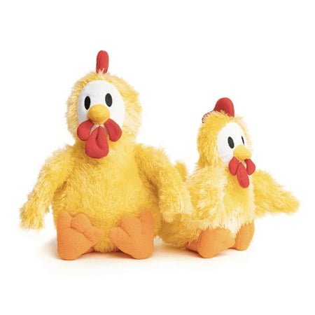 Fabdog Fluffy Chicken Dog Toy - Large Squeaky Plush FabTough Chew Toy