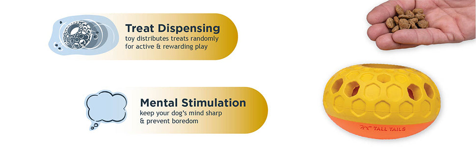 Tall Tails Natural Rubber Bee Hive Reward Dog Toy - 5 inch Interactive Treat Dispensing
