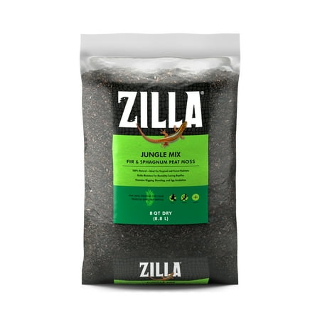 Zilla Jungle Mix Reptile Bedding - Fir & Sphagnum Moss - 8 Quart Tropical Terrarium Substrate