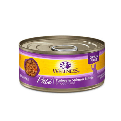 Wellness Complete Health Grain Free Turkey & Salmon Pate Canned Cat Food, 12.5 oz