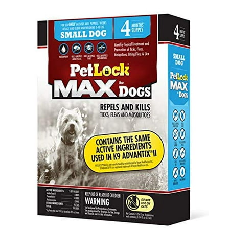 PetLock Max/Ultra Flea & Tick Control for Small Dogs, 5-10 lbs, 4 Doses