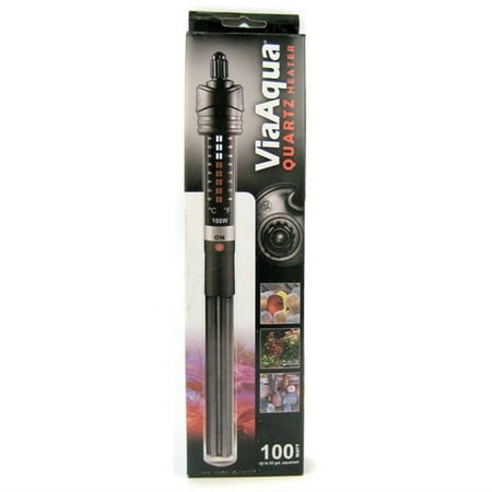 Via Aqua Quartz Heater - 100 Watts (Up to 25 Gallon Tank) Submersible Aquarium Heater