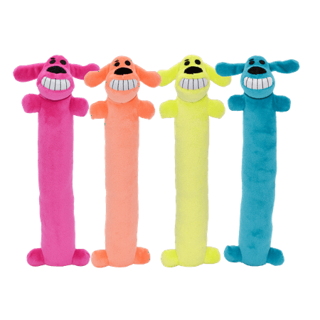 Multipet Loofa Dog Toy - Small, Original Plush Squeaker, Assorted Colors, 12 inch