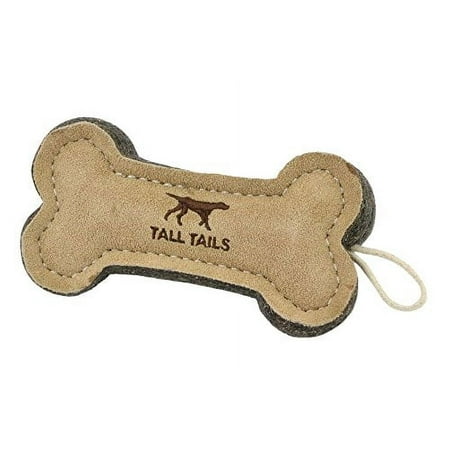 Tall Tails Natural Leather Bone Dog Toy, 6 Inch - Durable & Safe Chew Toy