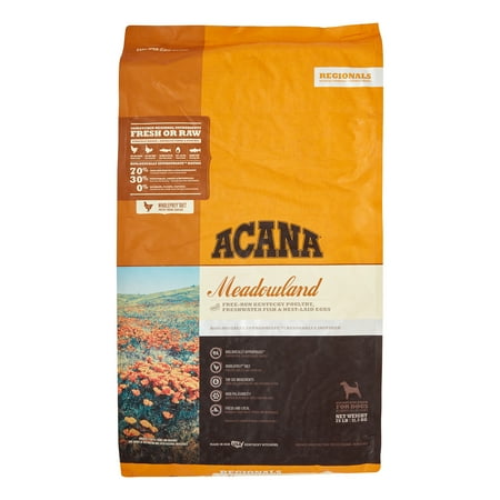ACANA Meadowland Grain-Free Dry Dog Food - High Protein, Chicken, Turkey & Fish - 25 lb Bag