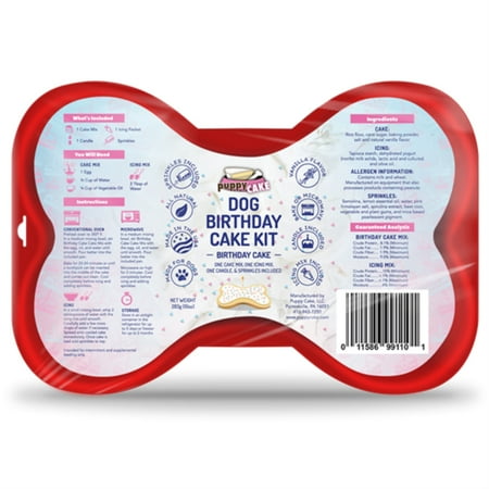 Puppy Cake Dog Birthday Cake Kit - Birthday Cake Flavor with Pupfetti Sprinkles, Icing, & Candle