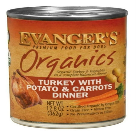 Evanger's Organics Turkey, Potato & Carrots Dinner Wet Dog Food, 12.8 oz Can (Single)