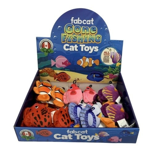 FabCat Gone Fishing Cat Toy - Assorted Fish Catnip Teaser Toy