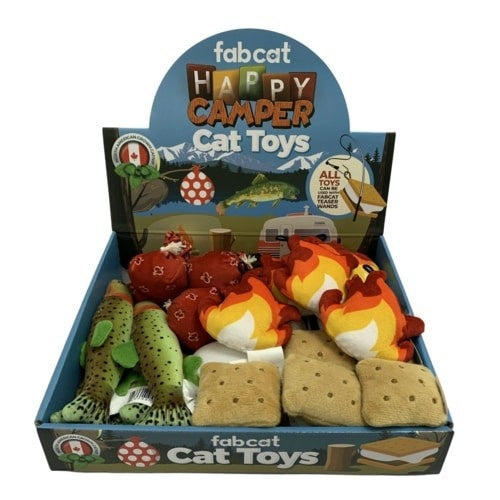 Fab Cat Happy Camper Cat Toy Assorted with Catnip - Camping Theme Plush Toy for Cats
