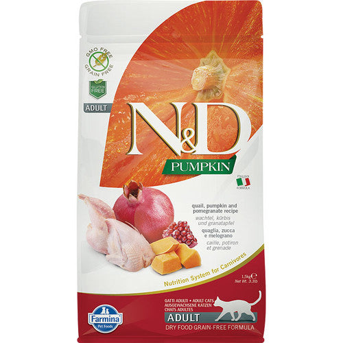 Farmina N&D Pumpkin Quail & Pomegranate Grain-Free Dry Cat Food (3.3 lb / 1.5kg)