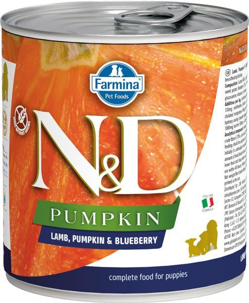 Farmina N&D Puppy Lamb, Pumpkin & Blueberry Wet Dog Food, 10.05 oz Can