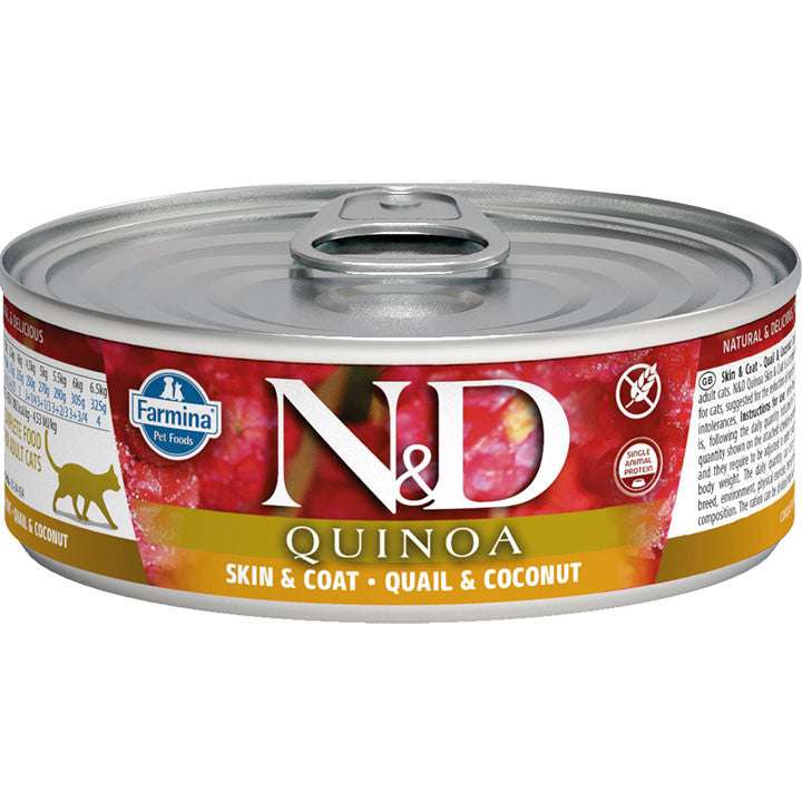 Farmina N&D Quinoa Skin & Coat Quail & Coconut Wet Cat Food, 2.8oz Cans (Single or 12-Pack)