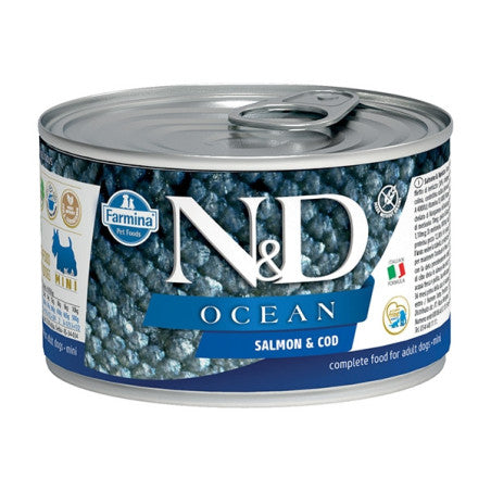 Farmina N&D Ocean Mini Dog Food (Salmon & Cod) - Grain-Free Wet Food, 4.9 oz Can