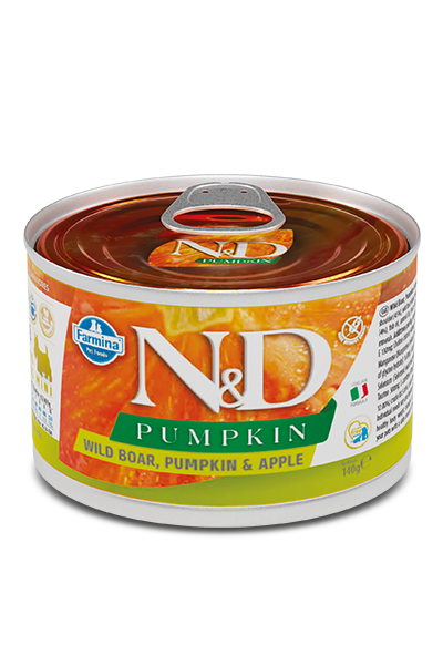 Farmina N&D Pumpkin Boar & Apple Mini Adult Wet Dog Food, 4.9 oz (140g) Grain-Free Can