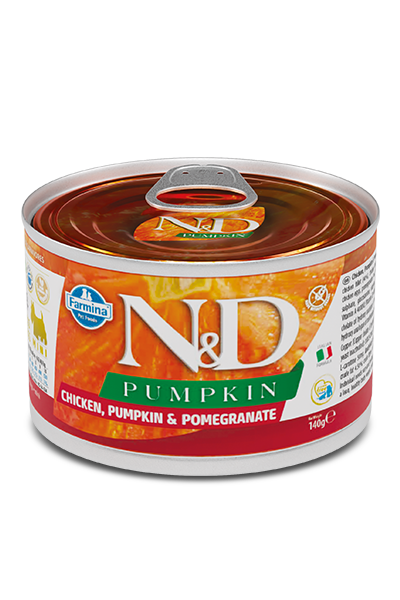 Farmina N&D Pumpkin Chicken & Pomegranate Mini Adult Wet Dog Food, 4.9 oz Can, Grain-Free