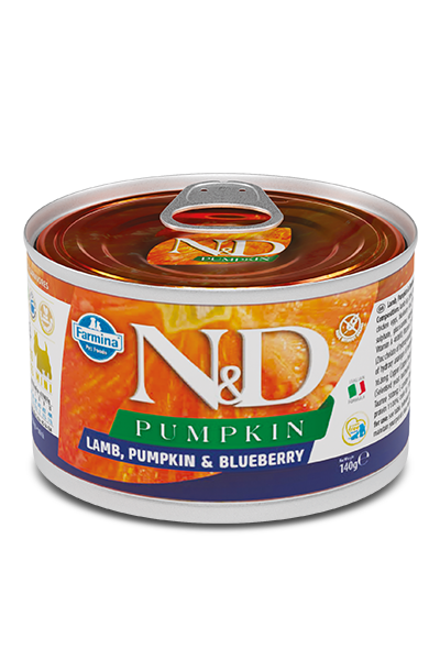 Farmina N&D Pumpkin Lamb & Blueberry Mini Wet Dog Food, 4.9 oz Can
