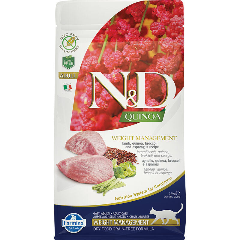 Farmina N&D Quinoa Weight Management Lamb Dry Cat Food, 11 lb