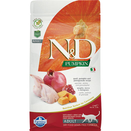 Farmina N&D Pumpkin Quail & Pomegranate Grain-Free Dry Cat Food (Adult) - 11 lb / 5 kg