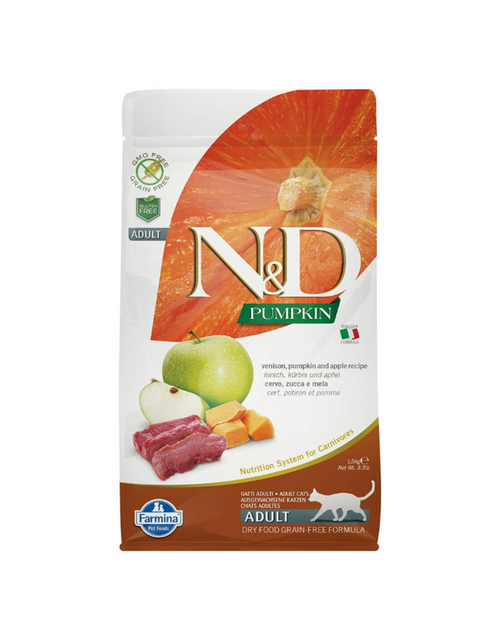 Farmina N&D Pumpkin Venison & Apple Cat Food - 11 lb / 5 kg - Adult, Grain-Free